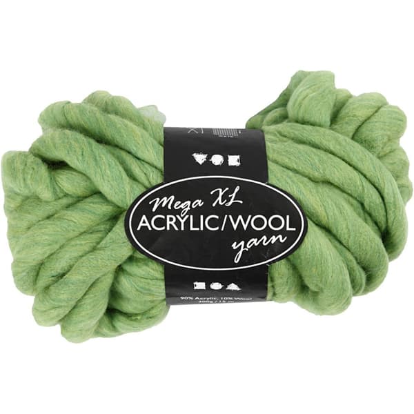 Mega XL Akrylgarn med ull - Lime - 300 g - 15 meter
