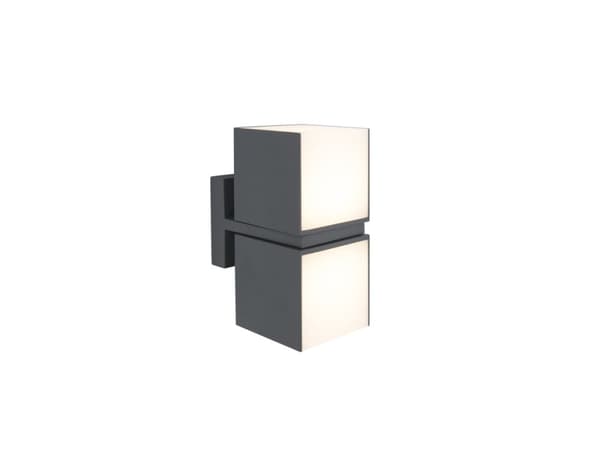 LUTEC CUBA, Vegglys, Grå, Aluminium, Polykarbonat (PC), IP54, Fasade, I Grå