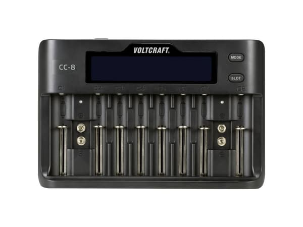 VOLTCRAFT CC-8 rundcellelader LiIon, LiFePO, NiMH, NiCd A, Mignon (AA), Micro (AAA), Mini (AAAA), Baby (C), Sub-C, 9 V-blokk, 10340, 14500, 16340, 17