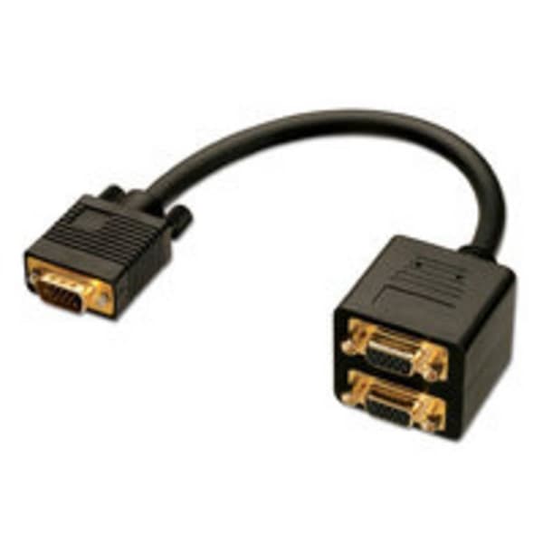 LINDY 41214 VGA Y-adapter [1x VGA hane - 2x VGA hane] Svart 0.18 m