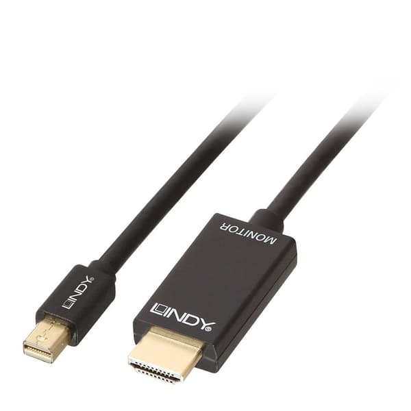 LINDY Mini-DisplayPort / HDMI Adapterkabel Mini DisplayPort-kontakt, HDMI-A-kontakt 1.00 m Svart 36926 DisplayPort-kabe
