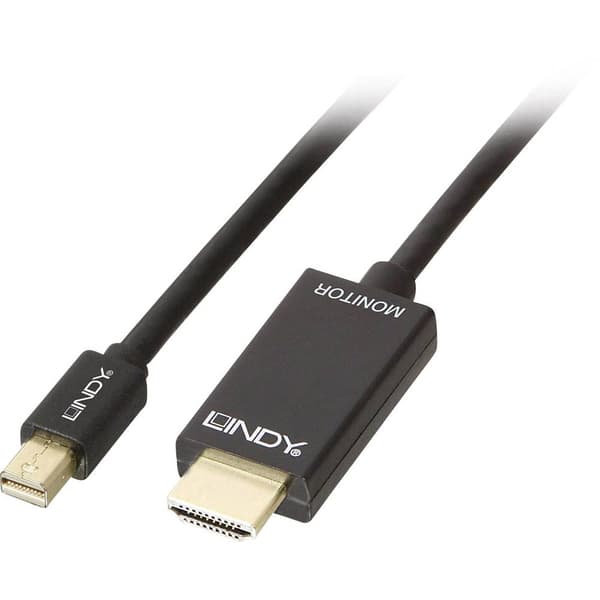LINDY Mini-DisplayPort / HDMI Adapterkabel Mini DisplayPort-kontakt, HDMI-A-kontakt 1.00 m Svart 36926 DisplayPort-kabe