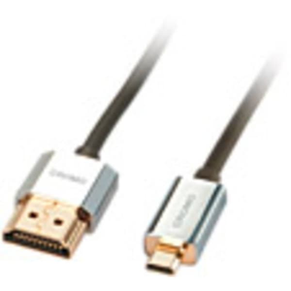LINDY HDMI Anslutningskabel HDMI-A-kontakt, HDMI-Micro-D kontakt 0.50 m Grå 41680 4K UHD, OFC-ledare, Rund, dubbelt skä