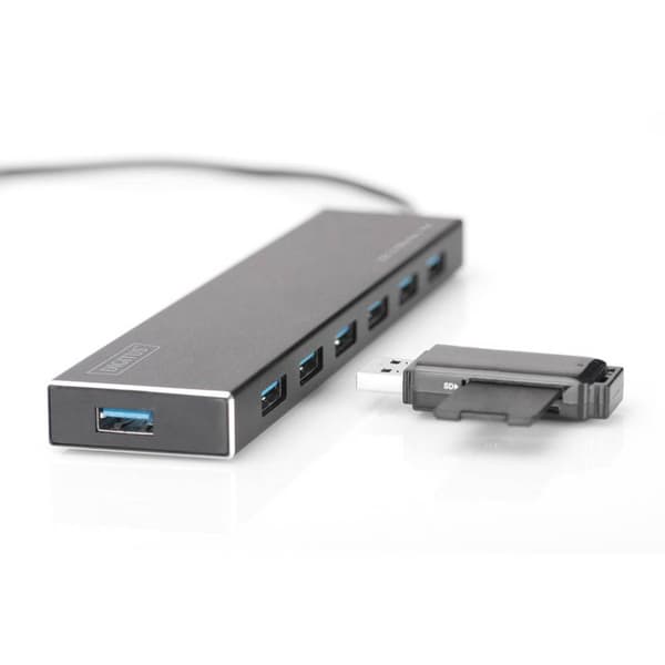 Digitus DA-70241-1 7 Port USB-Hub 3.0 Aluminiumhölje Svart