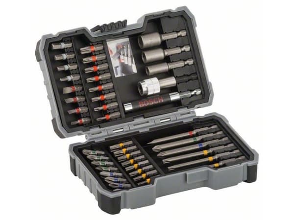 Bosch X-Pro - Sett for skrutrekker og sokkeldel - 43 deler - 1/4" - torx, phillips, pozidriv, hex, slot, inngrepssikret torx - 6 mm, 8 mm, 10 mm - le