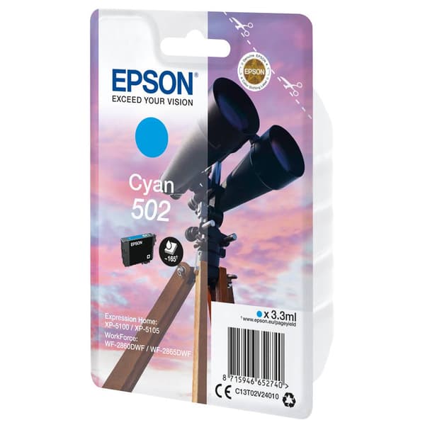 Epson Bläck T02V2, 502 Original Cyan C13T02V24010