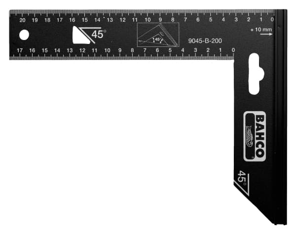 Bahco 9045-B-250, Puusepän suorakulma, Musta, Terästä, cm, mm, 1 mm, 26 cm