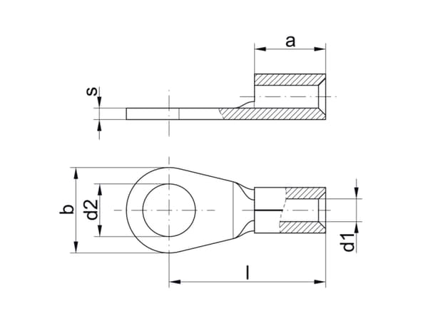 Klauke 166116, Rörformig ringkabelsko, Rak, Metallisk, Koppar, Tennpläterad koppar, 185 mm ²