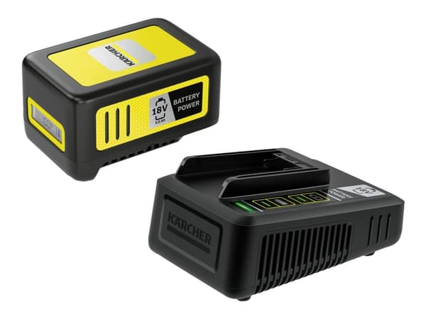 Kärcher Starter Kit Battery Power 18/50 - Batteriladdare + batteri - Li-Ion - 5 Ah - 2.5 A - för Kärcher AD 2, KHB 4-18, KHB 6, PCL 3-18, SE 3-18, WR Svart, Gul