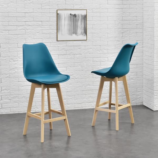 [en.casa] Barstol Lublin set 2-105x48x58cm-bok-PU konstläder-turkos