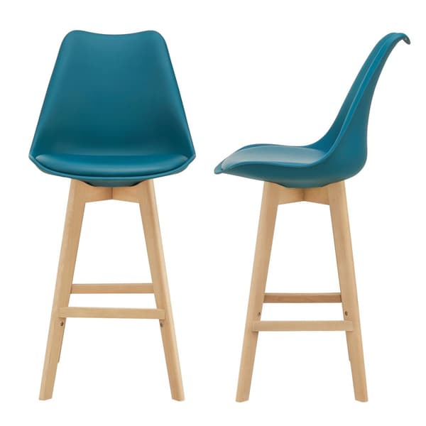 [en.casa] Barstol Lublin set 2-105x48x58cm-bok-PU konstläder-turkos