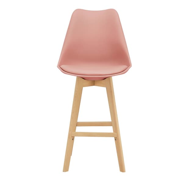 [en.casa] ® Barstol sæt - 2 stk. - 105x48x58cm - kunstlæder betræk - bøgetræ ben - rosé