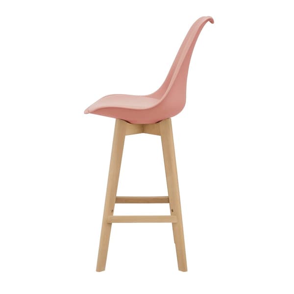 [en.casa] ® Barstol sæt - 2 stk. - 105x48x58cm - kunstlæder betræk - bøgetræ ben - rosé