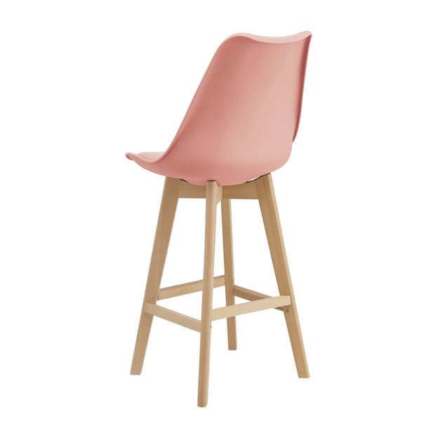 [en.casa] ® Barstol sæt - 2 stk. - 105x48x58cm - kunstlæder betræk - bøgetræ ben - rosé
