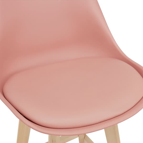 [en.casa] ® Barstol sæt - 2 stk. - 105x48x58cm - kunstlæder betræk - bøgetræ ben - rosé