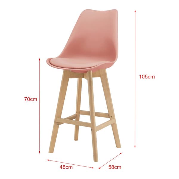 [en.casa] ® Barstol sæt - 2 stk. - 105x48x58cm - kunstlæder betræk - bøgetræ ben - rosé