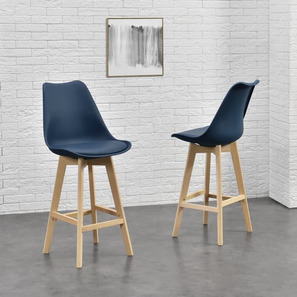 [en.casa] Barstol Lublin set 2-105x48x58cm-bok-PU konstläder-blå