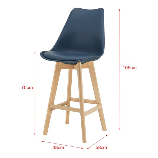 [en.casa] Barstol Lublin set 2-105x48x58cm-bok-PU konstläder-blå
