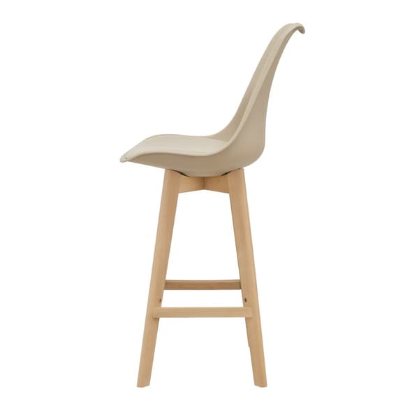 [en.casa] ® Barstol sæt - 2 stk. - 105x48x58cm - kunstlæder betræk - bøgetræ ben - beige