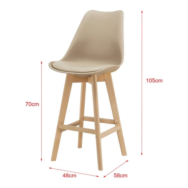 [en.casa] ® Barstol sæt - 2 stk. - 105x48x58cm - kunstlæder betræk - bøgetræ ben - beige