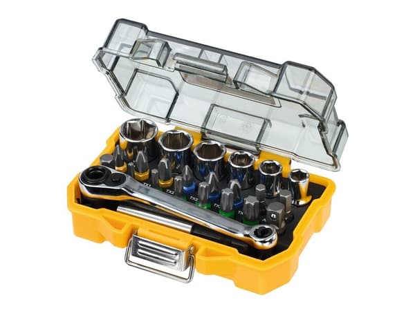 DeWALT - Sats med skruvmejselbits och hylsor - 24 delar - torx, phillips, pozidriv, hex - 6 mm, 7 mm, 8 mm, 10 mm, 11 mm, 13 mm - hexagonalt