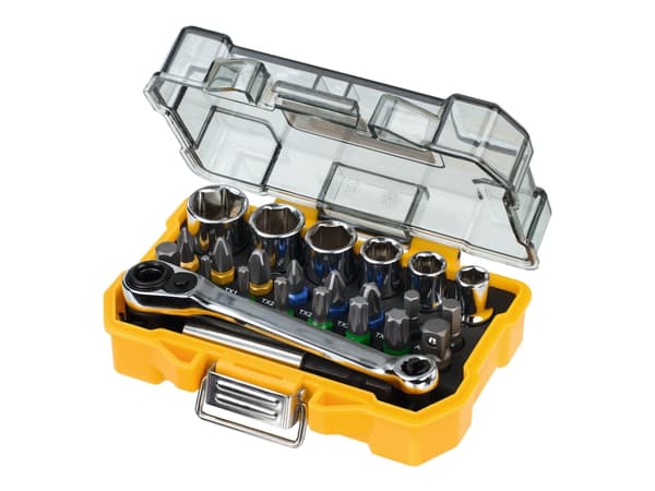 DeWALT - Sats med skruvmejselbits och hylsor - 24 delar - torx, phillips, pozidriv, hex - 6 mm, 7 mm, 8 mm, 10 mm, 11 mm, 13 mm - hexagonalt