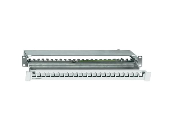Rutenbeck PP-UM A-24/1, IEEE 802.3at, Cat6a, Grå, Polybutylentereftalat (PBT), Zink, Rackmontering, 1U