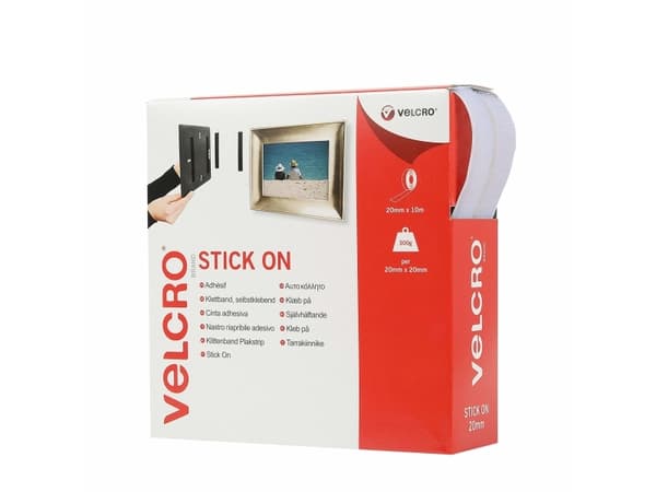 Velcro VEL-EC60219, Valkoinen, 20 mm, 10 m, 1 kpl, Laatikko