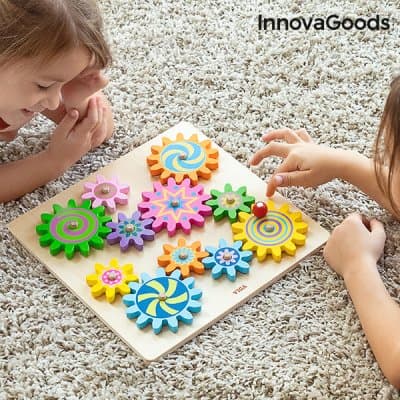 Kugghjulspussel i trä Engenius InnovaGoods 12 Delar