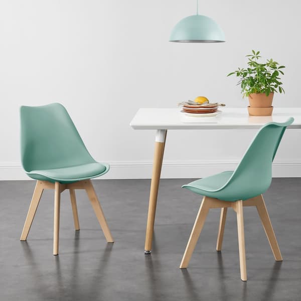 [en.casa] ® Design Spisestol sæt - 2 stk. - 81x49x57cm - kunstlæder betræk - bøgetræ ben - mintfarvet