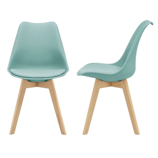 [en.casa] ® Design Spisestol sæt - 2 stk. - 81x49x57cm - kunstlæder betræk - bøgetræ ben - mintfarvet