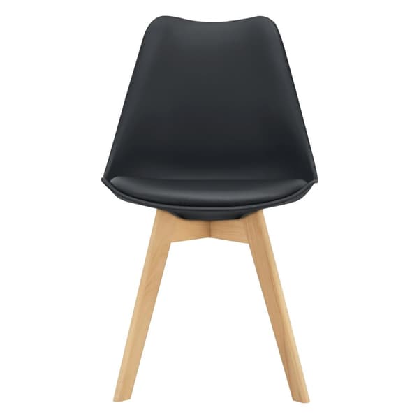 [en.casa] ® Design Spisestol sæt - 2 stk. - 81x49x57cm - kunstlæder betræk - bøgetræ ben - sort