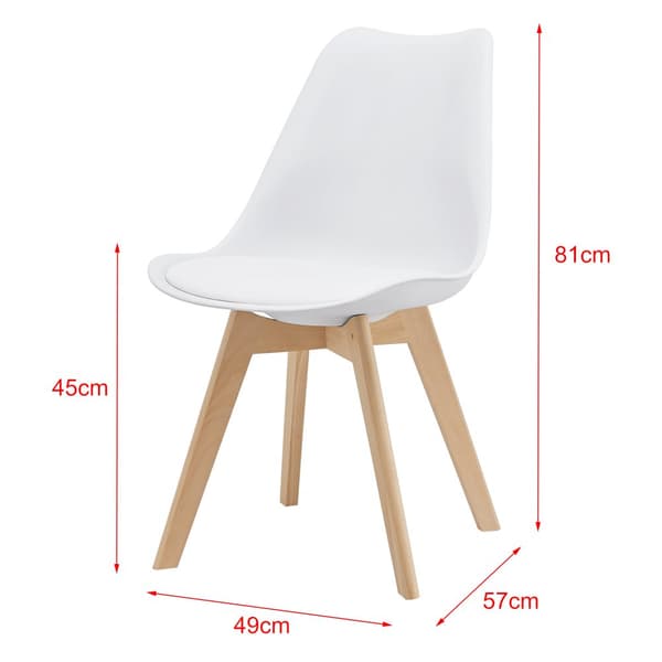 [en.casa] ® Design Spisestol sæt - 2 stk. - 81x49x57cm - kunstlæder betræk - bøgetræ ben - hvid