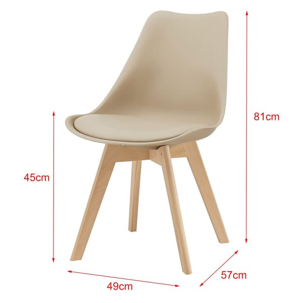 [en.casa] ® Design Spisestol sæt - 2 stk. - 81x49x57cm - kunstlæder betræk - bøgetræ ben - beige