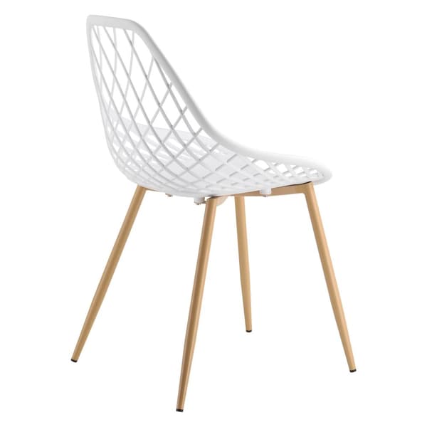 [en.casa]® Design spisestol sæt - 2 stk. - plastik/metal - bøgetræ imitation - 83x48x58cm - hvid