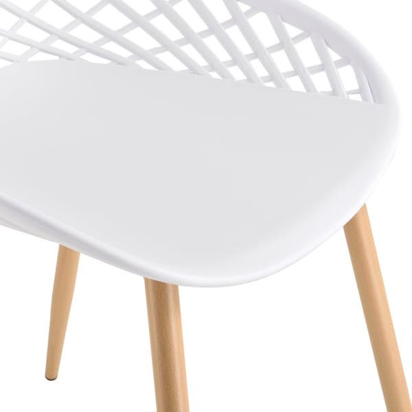 [en.casa]® Design spisestol sæt - 2 stk. - plastik/metal - bøgetræ imitation - 83x48x58cm - hvid