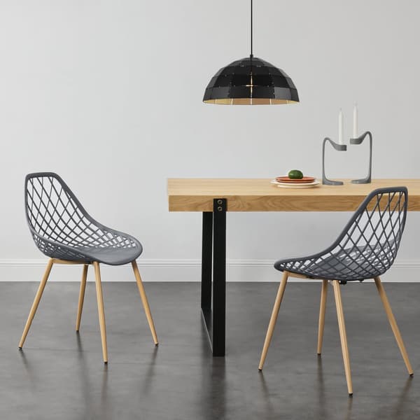 [en.casa]® Stol Cham-set 2-83x48cm-sitshöjd:45cm-metall-plast-träimitation-grå