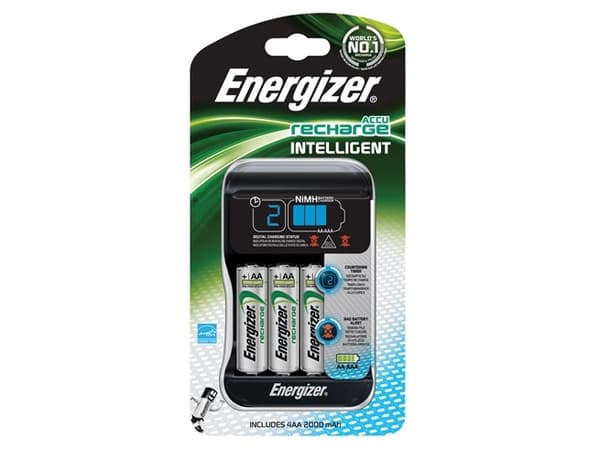 Energizer Pro Charger, Nikkelimetallihybridi (NiMH), Ylivaraus, Vastakkainen napaisuus, Oikosulku, AA, AAA, 4 kpl, Sisältää paristot