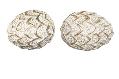FINTINNE Æg 2-pakning hvid / guld 6,5x8,6 cm
