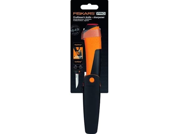 Fiskars HOBBYKNIV MED SKARPERERE 209MM (RØD) HÅNDVARE