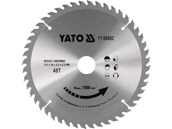 Yato panel saw for wood with tungsten carbide 48T 216x30mm YT-60682