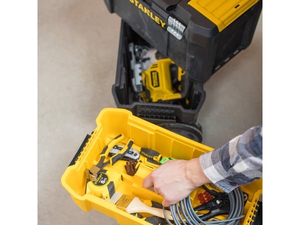 Stanley Essential, Hård verktygsväska, Plast, Grå, Gul, Gångjärn, 475 mm, 285 mm
