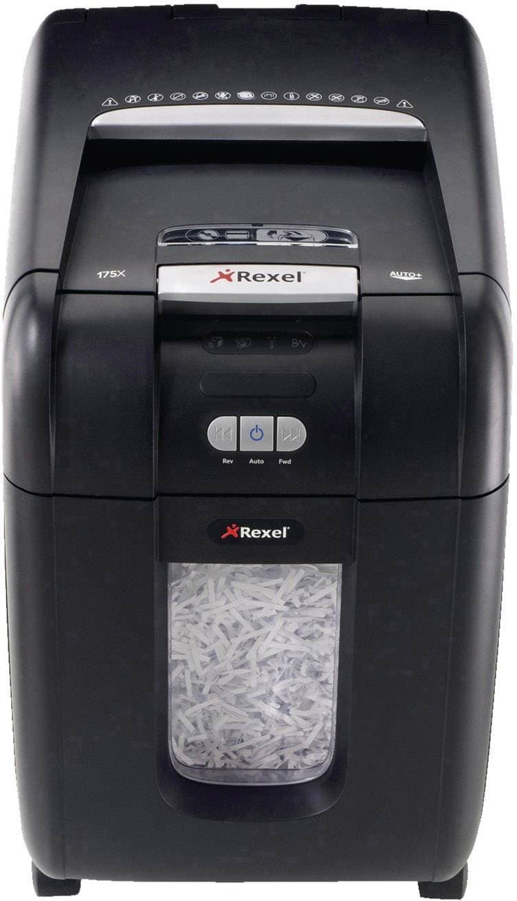Rexel Auto+ 200X Makulator Partikelsnit 4 x 40 mm 32 l Arkantal (max.): 200 Sikkerhedstrin (makulator) 4 Makulerer også Papirclips, CDer, DVDer, Hæfteklammer,