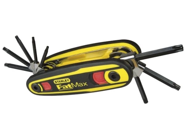Stanley 0-97-553, Hopfällbar torxnyckel, T10, T15, T20, T25, T27, T30, T9, Svart, Gul, Stål, 8 styck