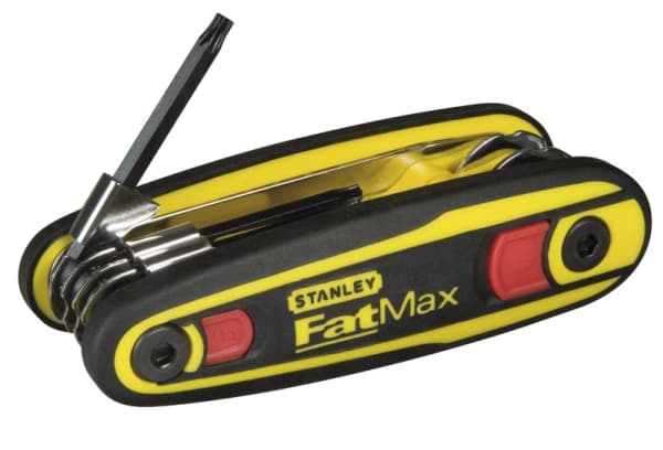 Stanley 0-97-553, Hopfällbar torxnyckel, T10, T15, T20, T25, T27, T30, T9, Svart, Gul, Stål, 8 styck
