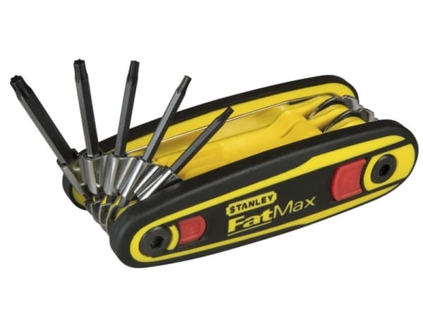 Stanley 0-97-553, Hopfällbar torxnyckel, T10, T15, T20, T25, T27, T30, T9, Svart, Gul, Stål, 8 styck