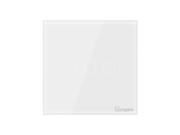 Sonoff T0EU3C, Berøringskontroll, Trådløs, Hvit, Herdet glass, Polykarbonat (PC), 3-veis, Blå, Wi-Fi