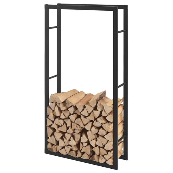 Vedförvaring vedställ 75x150x25cm stål svart [en.casa]