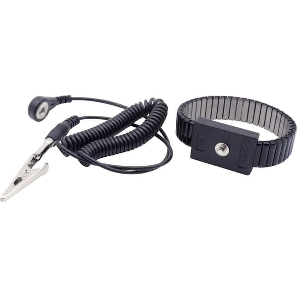 Quadrios ESD-handledsband Svart Tryckknapp 4 mm