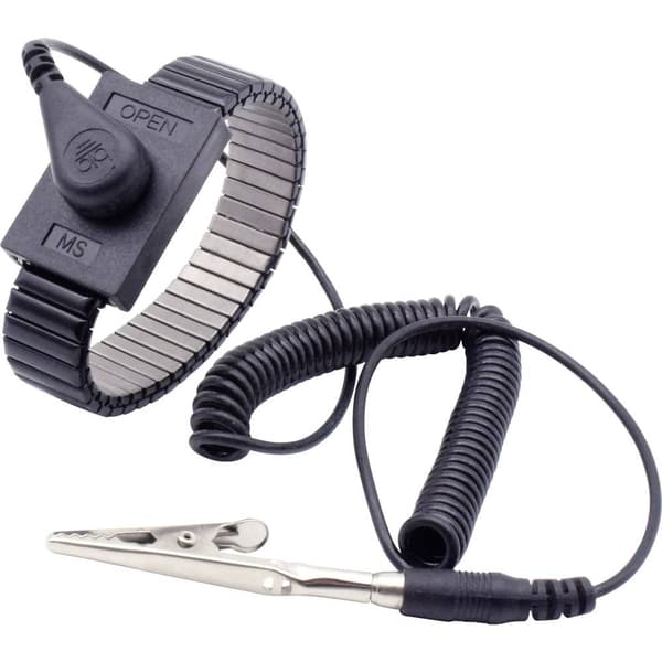 Quadrios ESD-handledsband Svart Tryckknapp 4 mm